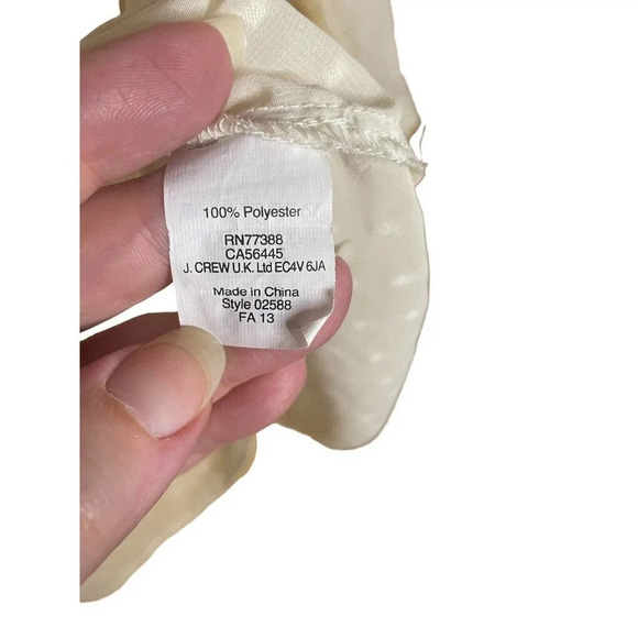 J.Crew Women Ivory Sheer Lightweight Long Sleeve Blouse with Pom Poms Sz Small - Picture 4 of 7